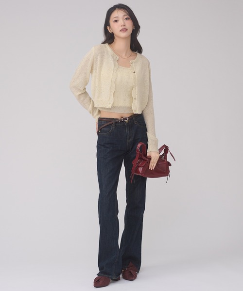 Ambre Neige(アンブルネージュ)の「sequins knit ensemble / スパンコールニットアンサンブル(カーディガン/ボレロ・レディース・グレー/アイボリー/ピンクベージュ・FREE)」の4枚目の写真