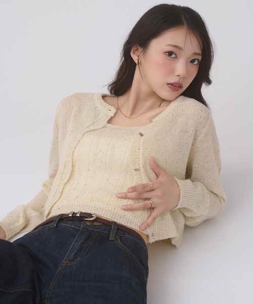 Ambre Neige(アンブルネージュ)の「sequins knit ensemble / スパンコールニットアンサンブル(カーディガン/ボレロ・レディース・グレー/アイボリー/ピンクベージュ・FREE)」の11枚目の写真