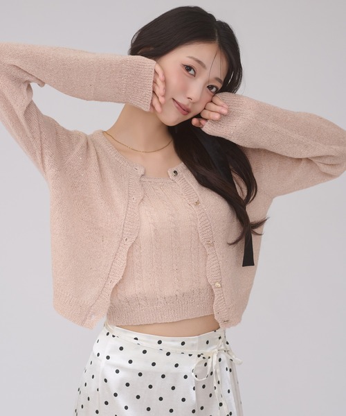Ambre Neige(アンブルネージュ)の「sequins knit ensemble / スパンコールニットアンサンブル(カーディガン/ボレロ・レディース・グレー/アイボリー/ピンクベージュ・FREE)」の20枚目の写真