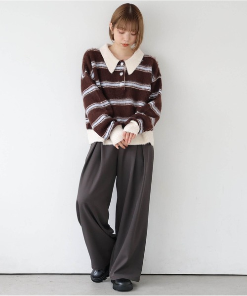 tiptop(ティップトップ)の「起毛ニットポロ(ニット/セーター・レディース・ネイビー系/アイボリー/チャコールグレー/ブラウン系その他・FREE)」の9枚目の写真