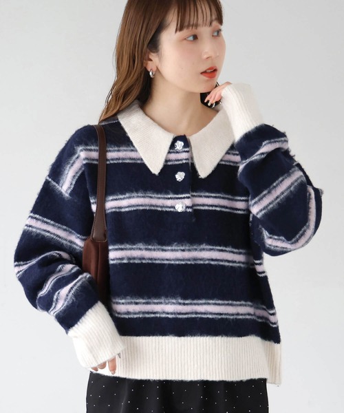 tiptop(ティップトップ)の「起毛ニットポロ(ニット/セーター・レディース・ネイビー系/アイボリー/チャコールグレー/ブラウン系その他・FREE)」の18枚目の写真