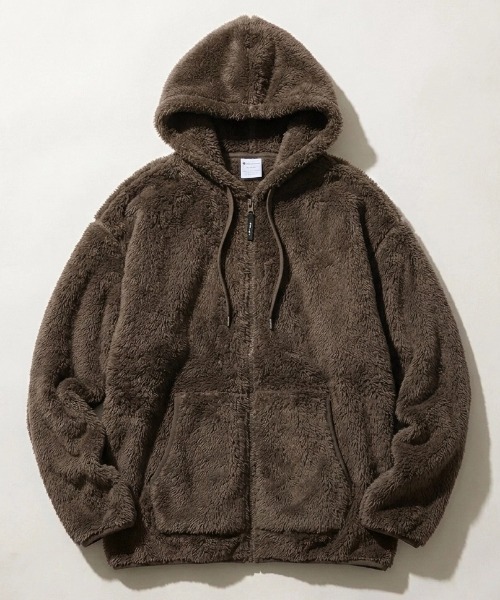 Champion(チャンピオン)の「2026AW Champion/チャンピオン シェルパフリース ワンポイントロゴ刺繍 フーデッドジャケット フルジップパーカー レディース メンズ(ブルゾン・メンズ・モスグリーン/ブラック/ネイビー・L/XL/M)」の2枚目の写真