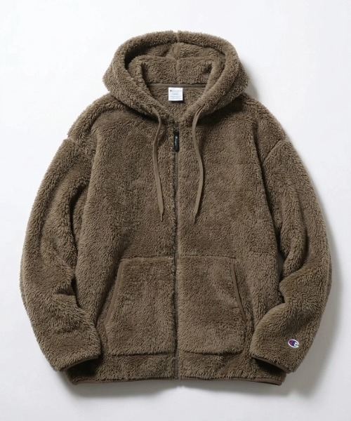 Champion(チャンピオン)の「2026AW Champion/チャンピオン シェルパフリース ワンポイントロゴ刺繍 フーデッドジャケット フルジップパーカー レディース メンズ(ブルゾン・メンズ・モスグリーン/ブラック/ネイビー・L/XL/M)」の6枚目の写真