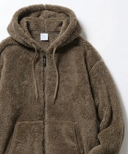 Champion(チャンピオン)の「2026AW Champion/チャンピオン シェルパフリース ワンポイントロゴ刺繍 フーデッドジャケット フルジップパーカー レディース メンズ(ブルゾン・メンズ・モスグリーン/ブラック/ネイビー・L/XL/M)」の10枚目の写真