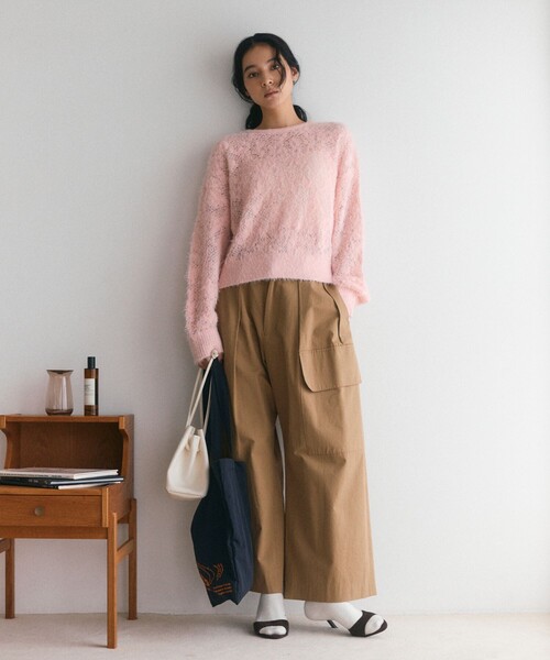 Firsthand(ファーストハンド)の「Firsthand/ファーストハンド 限定展開 フェザーヤーン 透かし編み ニットプルオーパー(ニット/セーター・レディース・ピンク/オフホワイト/ブラック・FREE)」の20枚目の写真