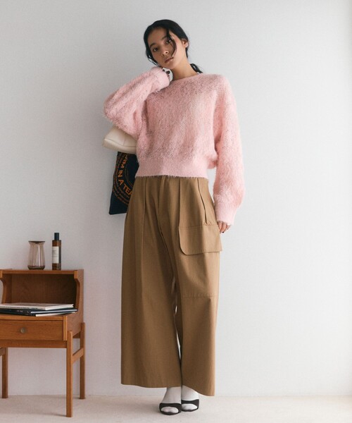Firsthand(ファーストハンド)の「Firsthand/ファーストハンド 限定展開 フェザーヤーン 透かし編み ニットプルオーパー(ニット/セーター・レディース・ピンク/オフホワイト/ブラック・FREE)」の10枚目の写真