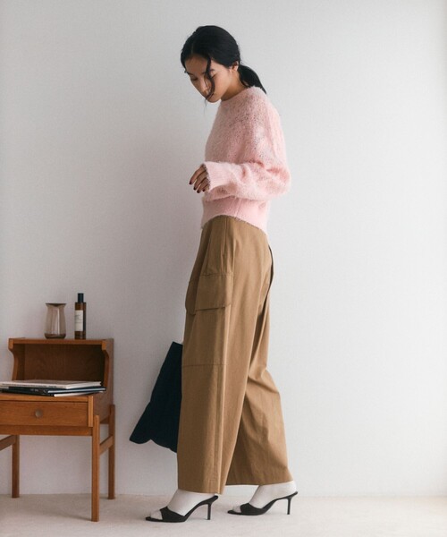 Firsthand(ファーストハンド)の「Firsthand/ファーストハンド 限定展開 フェザーヤーン 透かし編み ニットプルオーパー(ニット/セーター・レディース・ピンク/オフホワイト/ブラック・FREE)」の11枚目の写真