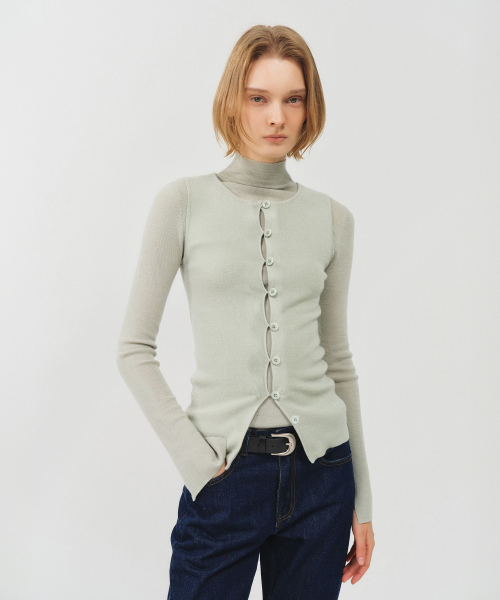 LOOKAST(ルックキャスト)の「ウールヘアリーレイヤードニットトップ / WOOL HAIRY LAYERED KNIT TOP_3色(ニット/セーター・レディース・ミント/アイボリー/ブラック・MEDIUM/SMALL)」の5枚目の写真