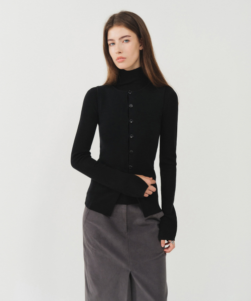 LOOKAST(ルックキャスト)の「ウールヘアリーレイヤードニットトップ / WOOL HAIRY LAYERED KNIT TOP_3色(ニット/セーター・レディース・ミント/アイボリー/ブラック・MEDIUM/SMALL)」の4枚目の写真