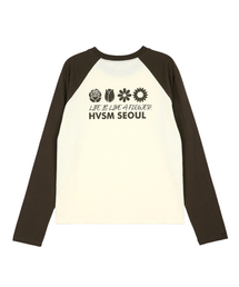 W NAME CARD RAGLAN L/S TEE(CREAM)