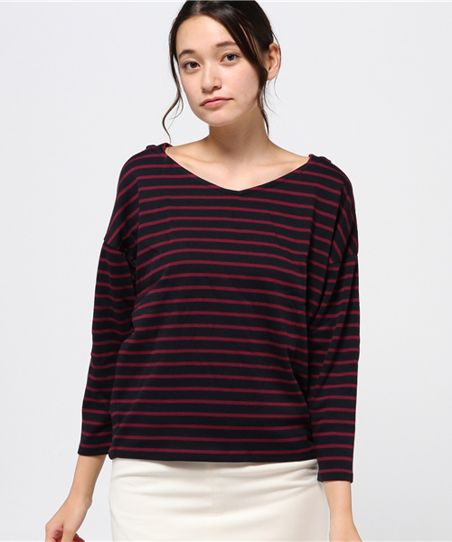 earth music&ecology(アースミュージックアンドエコロジー)の「【2016Autumn】Vネックドロップショルダープルオーバー(Tシャツ/カットソー・レディース・アイボリー/ブラック/ネイビー/ライトグレー/キャメル/ボルドー・FREE)」の14枚目の写真