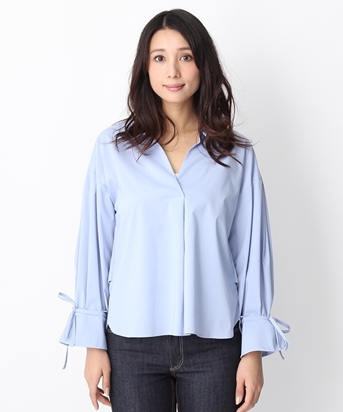 Andemiu（アンデミュウ）の「ソデボリュームヌケエリシャツ752361（シャツ/ブラウス・レディース・イエロー/ライトブルー/ピンク/ホワイト/ブルー/ライトグレー・FREE）」の15枚目の写真