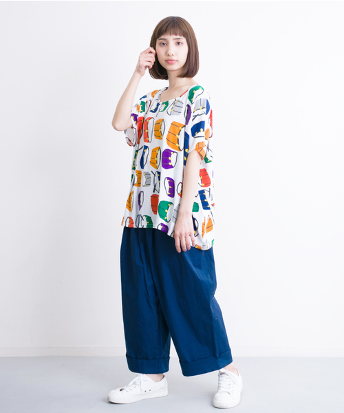 MERLOT（メルロー）の「ドラム柄トップス2298（Tシャツ/カットソー・レディース・ブラック/オフホワイト・FREE）」の13枚目の写真