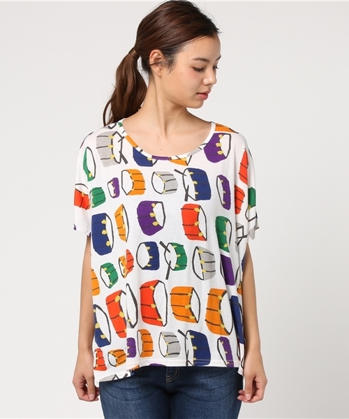 MERLOT（メルロー）の「ドラム柄トップス2298（Tシャツ/カットソー・レディース・ブラック/オフホワイト・FREE）」の3枚目の写真