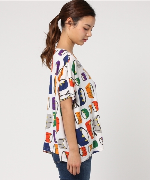 MERLOT（メルロー）の「ドラム柄トップス2298（Tシャツ/カットソー・レディース・ブラック/オフホワイト・FREE）」の4枚目の写真