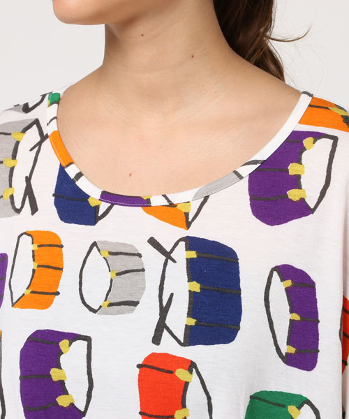 MERLOT（メルロー）の「ドラム柄トップス2298（Tシャツ/カットソー・レディース・ブラック/オフホワイト・FREE）」の6枚目の写真