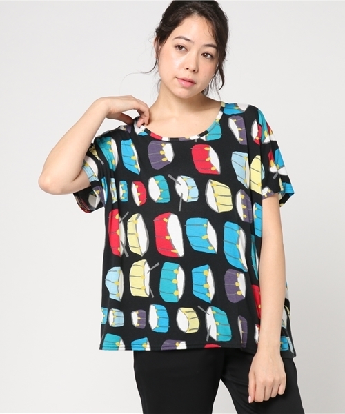 MERLOT（メルロー）の「ドラム柄トップス2298（Tシャツ/カットソー・レディース・ブラック/オフホワイト・FREE）」の11枚目の写真