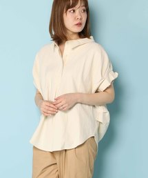 バックリボンタック袖シャツ