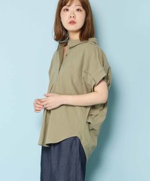 バックリボンタック袖シャツ