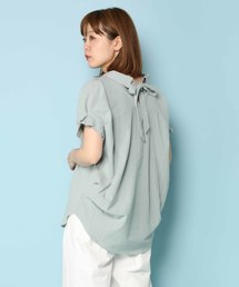 バックリボンタック袖シャツ