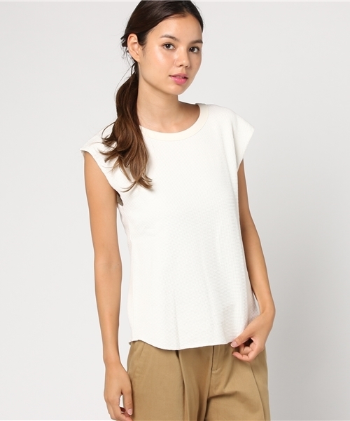 un dix cors(アンディコール)の「ワッフルフレンチプルオーバーカットソー(Tシャツ/カットソー・レディース・ライトグレー/アイボリー・フリ-)」の1枚目の写真