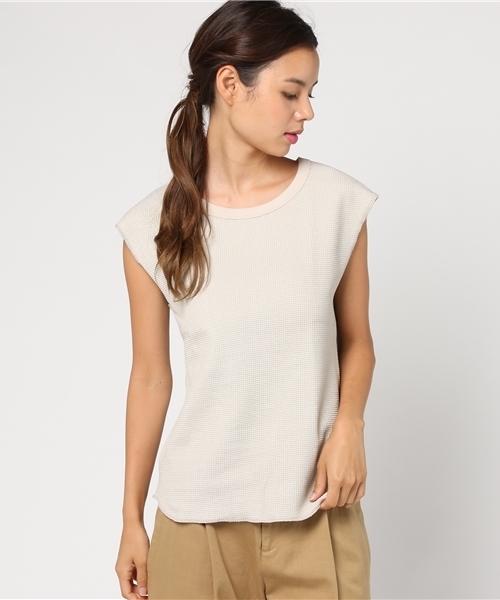 un dix cors(アンディコール)の「ワッフルフレンチプルオーバーカットソー(Tシャツ/カットソー・レディース・ライトグレー/アイボリー・フリ-)」の2枚目の写真
