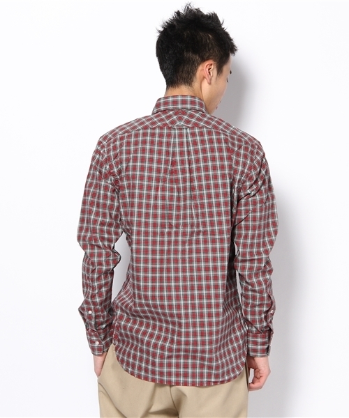 coen（コーエン）の「ウォッシュタータンチェックボタンダウンシャツ＊（シャツ/ブラウス・メンズ・レッド/ネイビー・SMALL/MEDIUM/LARGE/X-LARGE）」の4枚目の写真
