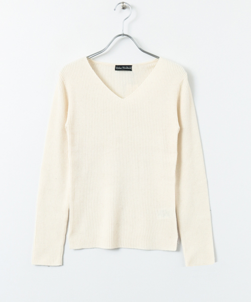 URBAN RESEARCH（アーバンリサーチ）の「カシミヤ混Vネックリブニット（ニット/セーター・レディース・イエロー/ピンク/オフホワイト/ブラック・FREE）」の13枚目の写真