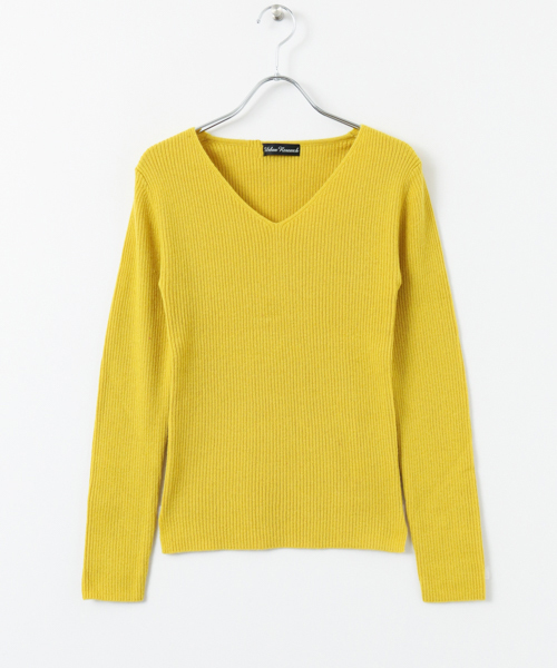 URBAN RESEARCH（アーバンリサーチ）の「カシミヤ混Vネックリブニット（ニット/セーター・レディース・イエロー/ピンク/オフホワイト/ブラック・FREE）」の15枚目の写真