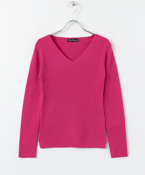 URBAN RESEARCH（アーバンリサーチ）の「カシミヤ混Vネックリブニット（ニット/セーター・レディース・イエロー/ピンク/オフホワイト/ブラック・FREE）」の16枚目の写真