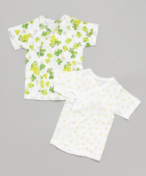 HAKKA BABY（ハッカベビー）の「[ベビー]コットンクローバー短肌着セット（肌着・キッズ・パープル/ピンク/ブルー/グリーン・F）」の2枚目の写真