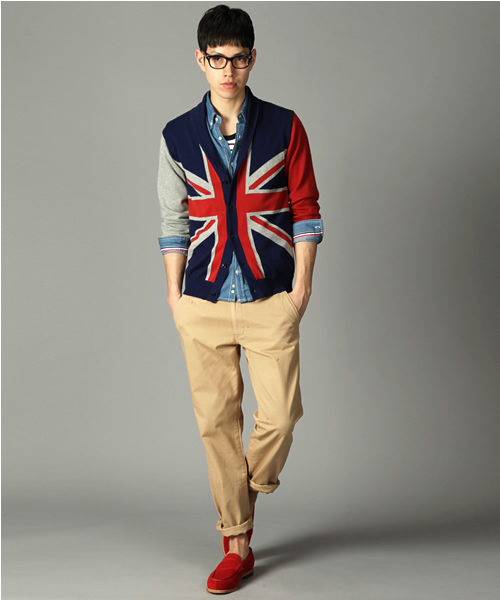 RATTLE TRAP（ラトルトラップ）の「≪スマート4月号 P46掲載≫山本裕典さん着用【LONSDALE別注】ユニオンジャックショールカラーカーディガン（カーディガン/ボレロ・メンズ・ネイビー/トリコロール・MEDIUM/LARGE/LL）」の8枚目の写真