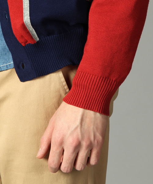 RATTLE TRAP（ラトルトラップ）の「≪スマート4月号 P46掲載≫山本裕典さん着用【LONSDALE別注】ユニオンジャックショールカラーカーディガン（カーディガン/ボレロ・メンズ・ネイビー/トリコロール・MEDIUM/LARGE/LL）」の10枚目の写真