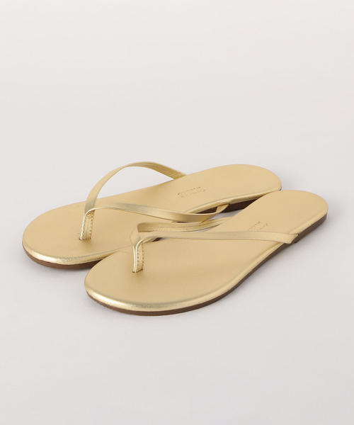 TKEES(ティキーズ)の「<TKEES>レザービーチサンダル(ビーチサンダル・レディース・ベージュ/ゴールド/シルバー/グレー・7/5/6/8)」の1枚目の写真