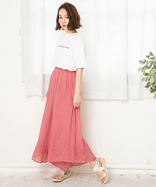 KOBE LETTUCE（コウベレタス）の「リネンタッチ楊柳スカンツ＊ワイドパンツ/ボトムス/レディース/マキシ丈[M2213]神戸レタス（その他パンツ・レディース・グレイッシュベージュ/グリーン系その他/ピンク/イエロー/テラコッタ/カーキ/ネイビー/ブラック・FREE）」の18枚目の写真