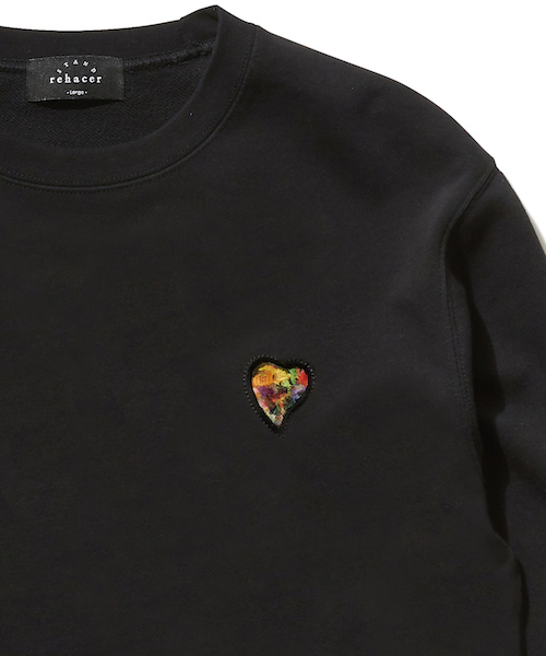 rehacer（レアセル）の「rehacer STAND : Flower Heart HW Big Sweat（スウェット・メンズ・ブラック/ネイビー/グレー・SMALL/MEDIUM/LARGE）」の2枚目の写真