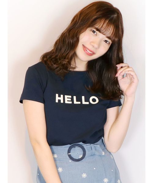 dazzlin(ダズリン)の「HELLOTシャツ(Tシャツ/カットソー・レディース・オフホワイト/イエロー/ネイビー・FREE)」の2枚目の写真