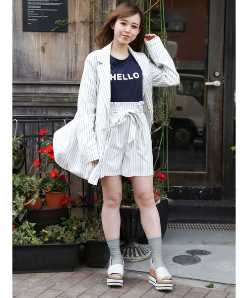dazzlin(ダズリン)の「HELLOTシャツ(Tシャツ/カットソー・レディース・オフホワイト/イエロー/ネイビー・FREE)」の17枚目の写真