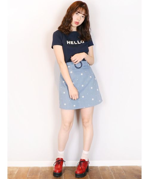 dazzlin(ダズリン)の「HELLOTシャツ(Tシャツ/カットソー・レディース・オフホワイト/イエロー/ネイビー・FREE)」の12枚目の写真