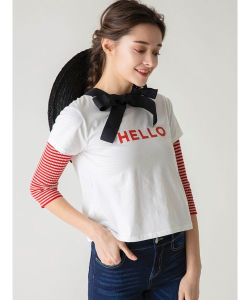 dazzlin(ダズリン)の「HELLOTシャツ(Tシャツ/カットソー・レディース・オフホワイト/イエロー/ネイビー・FREE)」の21枚目の写真