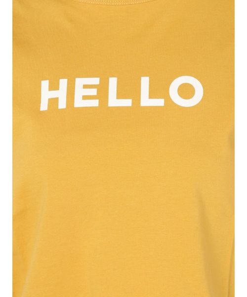 dazzlin(ダズリン)の「HELLOTシャツ(Tシャツ/カットソー・レディース・オフホワイト/イエロー/ネイビー・FREE)」の5枚目の写真