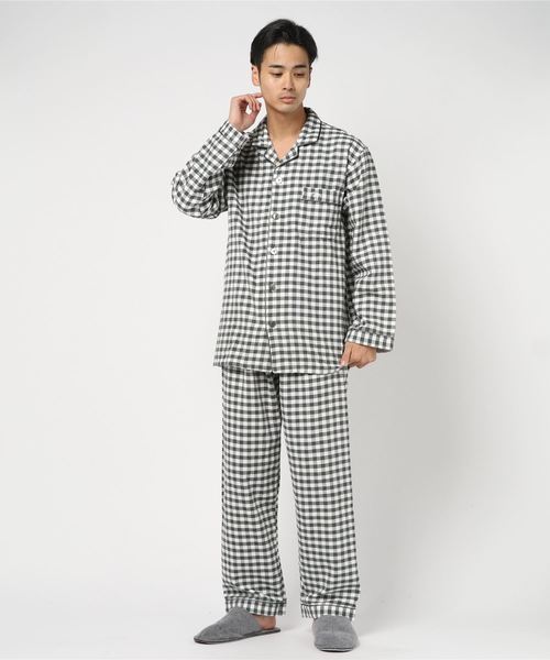 Kaimin Labo カイミンラボ の メンズ 今治ガーゼタオルチェック柄パジャマ ルームウェア パジャマ Wear