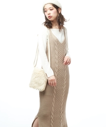 natural couture | ケーブルニットジャンドレ(ワンピース)