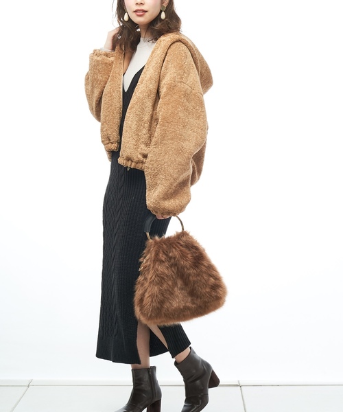 natural couture（ナチュラルクチュール）の「ケーブルニットジャンドレ（ワンピース・レディース・ブラック/ベージュ/アイボリー・FREE）」の10枚目の写真