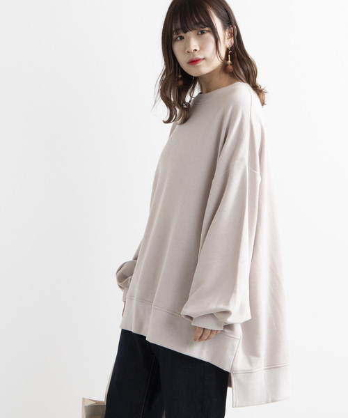 WEGO（ウィゴー）の「WEGO/ワイドルーズスウェットワンピース（ワンピース・レディース・ブラック/ベージュ/オフホワイト・FREE）」の3枚目の写真