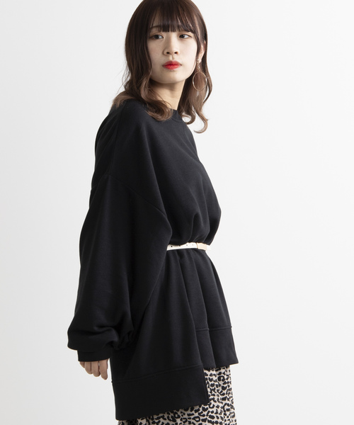 WEGO（ウィゴー）の「WEGO/ワイドルーズスウェットワンピース（ワンピース・レディース・ブラック/ベージュ/オフホワイト・FREE）」の2枚目の写真