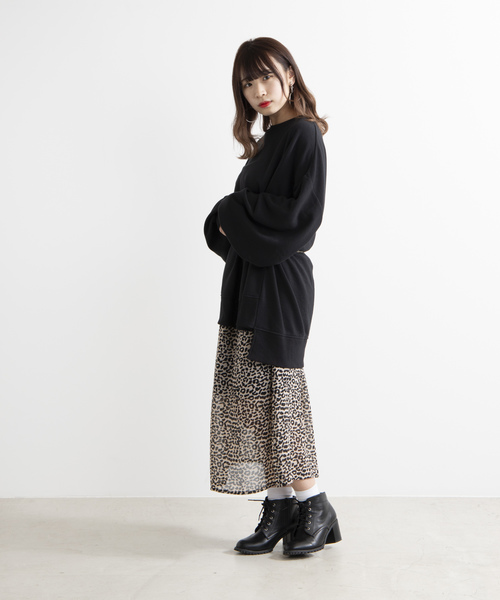 WEGO（ウィゴー）の「WEGO/ワイドルーズスウェットワンピース（ワンピース・レディース・ブラック/ベージュ/オフホワイト・FREE）」の13枚目の写真