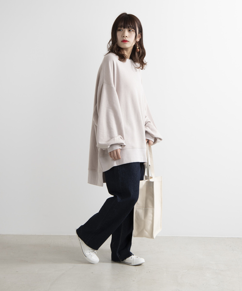 WEGO（ウィゴー）の「WEGO/ワイドルーズスウェットワンピース（ワンピース・レディース・ブラック/ベージュ/オフホワイト・FREE）」の9枚目の写真