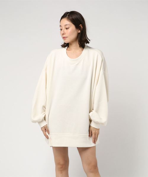 WEGO（ウィゴー）の「WEGO/ワイドルーズスウェットワンピース（ワンピース・レディース・ブラック/ベージュ/オフホワイト・FREE）」の6枚目の写真