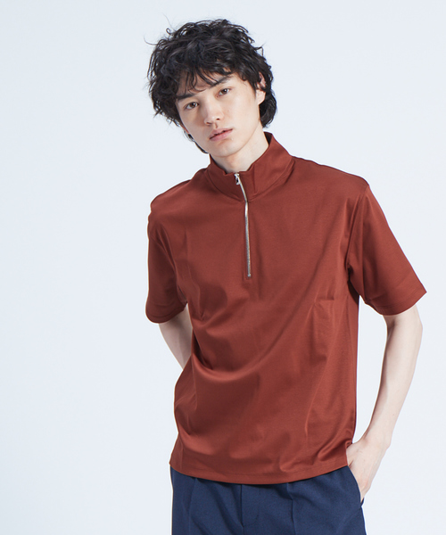 ABAHOUSE（アバハウス）の「コンパクトスムースハーフジップTシャツ（Tシャツ/カットソー・メンズ・ホワイト/ブラック/ブラウン/カーキ・44/46/48）」の4枚目の写真